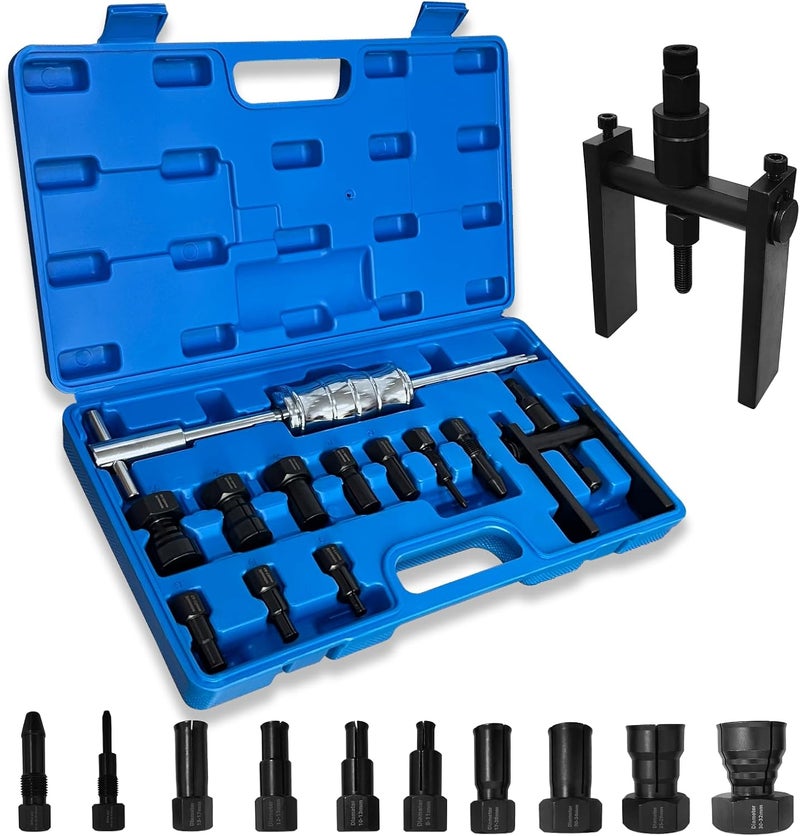 FITHOIST 12Pcs Motorcycle Blind Hole Bearing Puller Kit,Slide Hammer Puller Set, Pilot Insert Inner Bearing Puller with Collets 8-32MM - Image 1